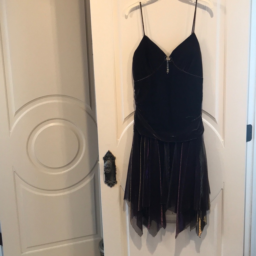 Metallic Plum evening dress with bling accents xl